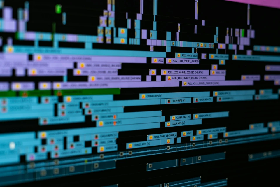 Film editing software on a computer screen