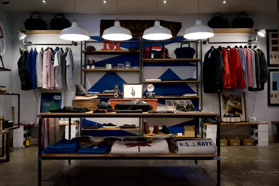 Interior of a retail store with shelves and products